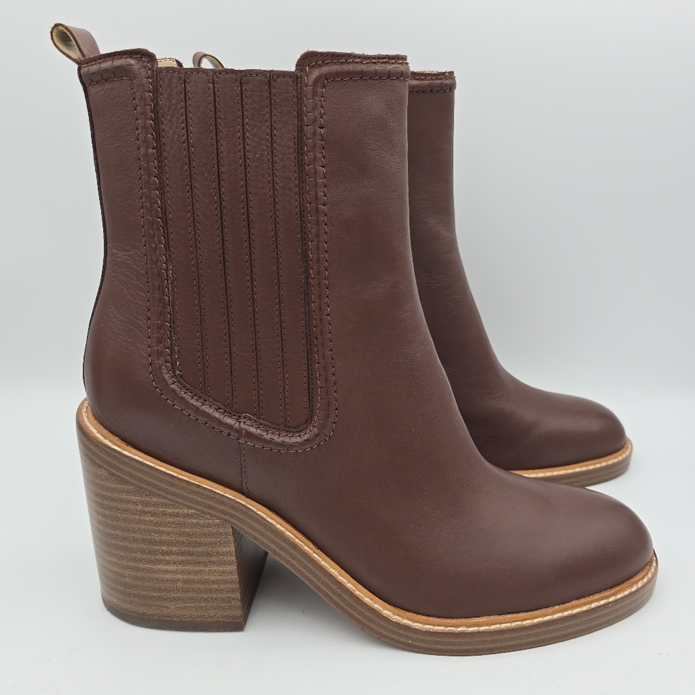 NWOT Marc Fisher LTD Halida Heeled Booties, Dark Natural 120, Women's 11M